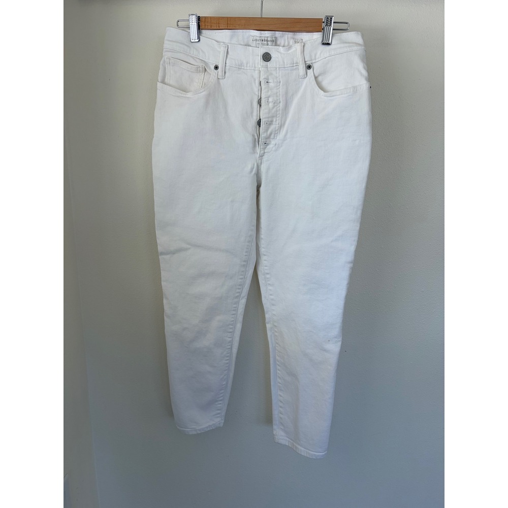 Lucky Brand Bridgette High Rise Crop White Button Fly Jeans Size 10 30